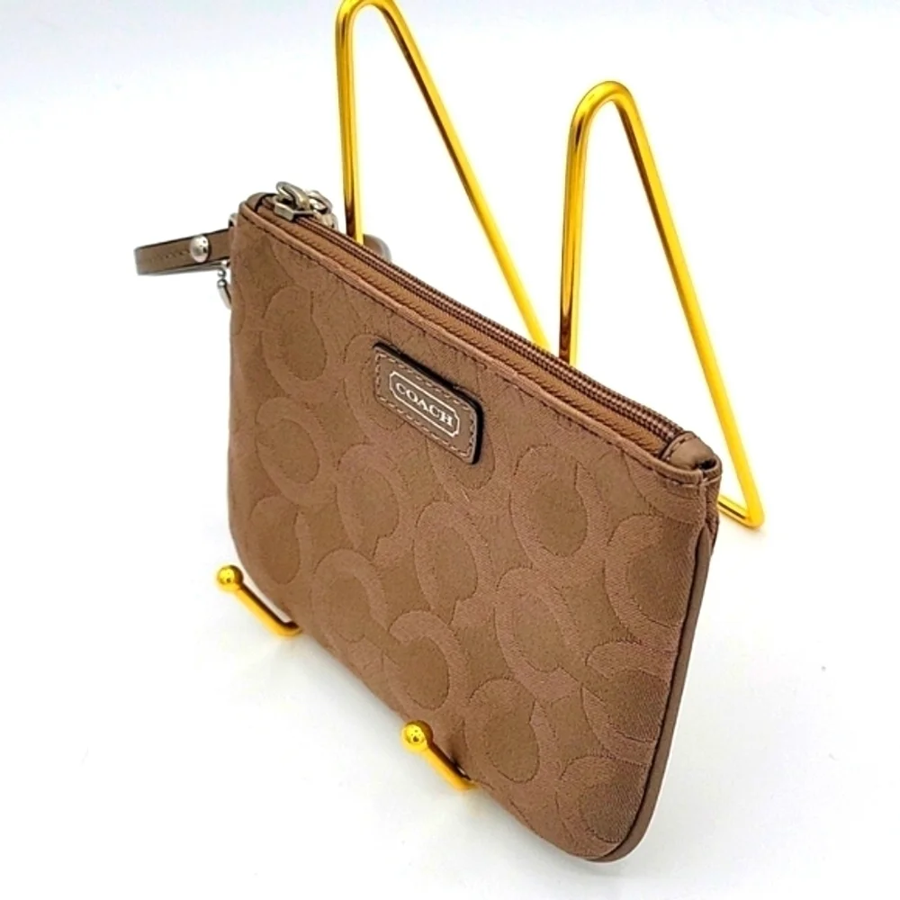 COACH Wristlet Op C Print Taupe Color Slip Pocket Care Instructions Included
